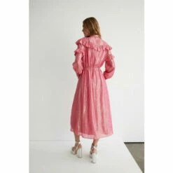 Warehouse Sparkle Ruffle Detail Tie Neck Maxi Dress For Female -Warehouse Sales Store unnamed file 3500