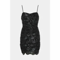 Warehouse Sparkle Shirred Mini Dress With Bow Detail For Female -Warehouse Sales Store unnamed file 3555