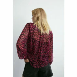 Warehouse Petite Recycled Polyester Animal Tie Neck Blouse For Female -Warehouse Sales Store unnamed file 3559