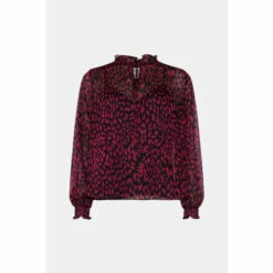 Warehouse Petite Recycled Polyester Animal Tie Neck Blouse For Female -Warehouse Sales Store unnamed file 3560