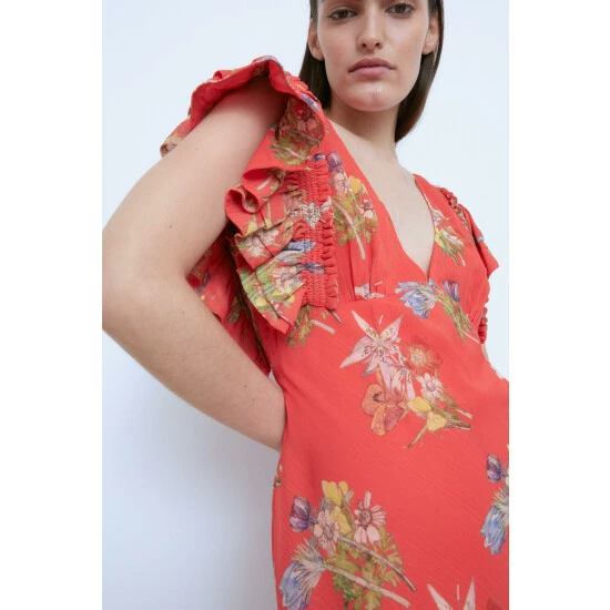 Warehouse WH X The British Museum: The Charles Rennie Mackintosh Collection Ruffle Maxi Dress In Floral For Female 4 Warehouse WH X The British Museum: The Charles Rennie Mackintosh Collection Ruffle Maxi Dress In Floral For Female - Image 2