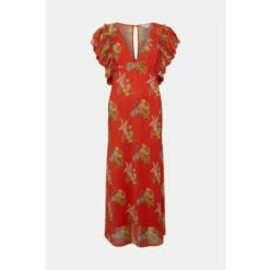 Warehouse WH X The British Museum: The Charles Rennie Mackintosh Collection Ruffle Maxi Dress In Floral For Female 10 Warehouse WH X The British Museum: The Charles Rennie Mackintosh Collection Ruffle Maxi Dress In Floral For Female -Warehouse Sales Store unnamed file 3587
