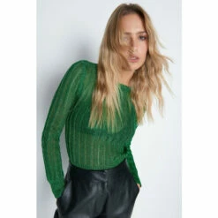 Warehouse Metallic Yarn Crew Neck Knit Top For Female -Warehouse Sales Store unnamed file 361