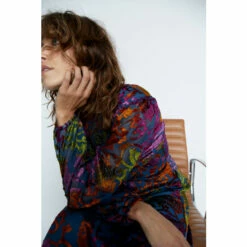 Warehouse Velvet Devore Puff Sleeve Midi Dress For Female -Warehouse Sales Store unnamed file 3617