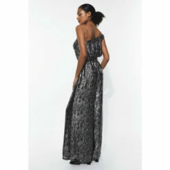 Warehouse Petite Sparkle Zebra Asymmetric Jumpsuit For Female -Warehouse Sales Store unnamed file 3637