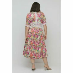 Warehouse Plus Size Satin Lace Tea Midi Dress In Floral For Female -Warehouse Sales Store unnamed file 3642