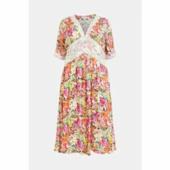 Warehouse Plus Size Satin Lace Tea Midi Dress In Floral For Female -Warehouse Sales Store unnamed file 3643