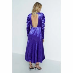 Warehouse Tinsel Velvet Volume Sleeve Midi Dress For Female -Warehouse Sales Store unnamed file 3647