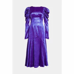 Warehouse Tinsel Velvet Volume Sleeve Midi Dress For Female -Warehouse Sales Store unnamed file 3648