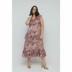 Warehouse Plus Size Frill Tier Maxi Dress For Female