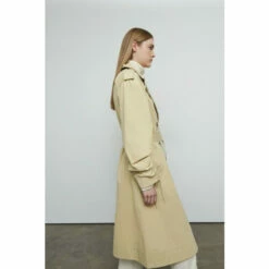 Warehouse Gathered Sleeve Trench For Female -Warehouse Sales Store unnamed file 3669