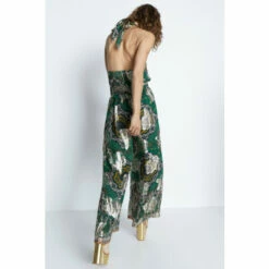 Warehouse Sparkle Border Print Halter Neck Jumpsuit For Female -Warehouse Sales Store unnamed file 369