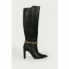 Warehouse Chain Detail Heeled Knee High Boot For Female