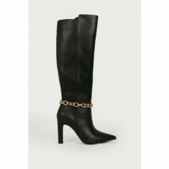 Warehouse Chain Detail Heeled Knee High Boot For Female