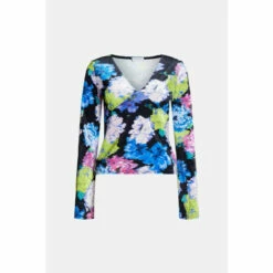 Warehouse Floral Print Velvet Cut Out Corset Style Top For Female -Warehouse Sales Store unnamed file 3730
