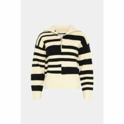 Warehouse Mixed Stripe Zip Neck Knit Jumper For Female -Warehouse Sales Store unnamed file 3736