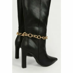Warehouse Chain Detail Heeled Knee High Boot For Female -Warehouse Sales Store unnamed file 375