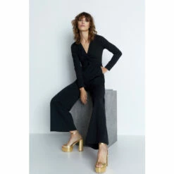 Warehouse Jersey Crepe Twist Front V Neck Jumpsuit For Female -Warehouse Sales Store unnamed file 3750