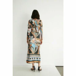 Warehouse Metallic Daisy Border Print Wrap Midi Dress For Female -Warehouse Sales Store unnamed file 3787