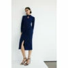 Warehouse Metallic Animal Ruched Funnel Neck Midi Dress For Female -Warehouse Sales Store unnamed file 3812