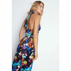 Warehouse Floral Print Velvet Halter Neck Wide Leg Jumpsuit For Female -Warehouse Sales Store unnamed file 3831