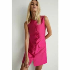 Warehouse Button Through Satin Twill Shift Dress For Female -Warehouse Sales Store unnamed file 3842