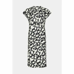 Warehouse Abstract Twist Neck Jersey Crepe Midi Dress For Female -Warehouse Sales Store unnamed file 3851