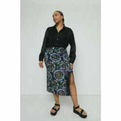 Warehouse Plus Size Printed Recycled Lace Trim Midi Skirt For Female -Warehouse Sales Store unnamed file 3857
