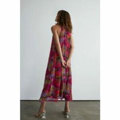 Warehouse Abstract Metallic Plisse Halter Midi Dress For Female -Warehouse Sales Store unnamed file 3860