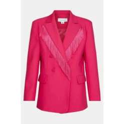 Warehouse Kara Rose Fringed Oversized Blazer For Female