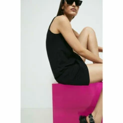 Warehouse Slub Scoop Neck Short Dress For Female -Warehouse Sales Store unnamed file 3906