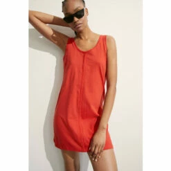 Warehouse Slub Scoop Neck Short Dress For Female -Warehouse Sales Store unnamed file 3907