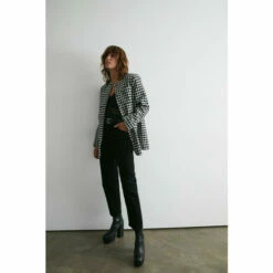 Warehouse Dogstooth Tweed Long Line Jacket For Female -Warehouse Sales Store unnamed file 3921