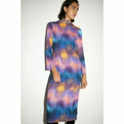 Warehouse Ombre Pointelle Rib Flare Midi Dress For Female -Warehouse Sales Store unnamed file 3929