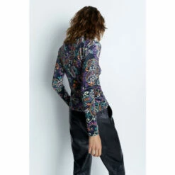 Warehouse Paisley Print Velvet Funnel Neck Top For Female -Warehouse Sales Store unnamed file 3932
