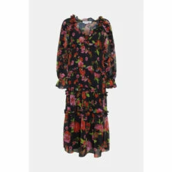 Warehouse Floral Chiffon Ruffle Maxi Dress For Female -Warehouse Sales Store unnamed file 3944