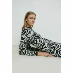 Warehouse Premium Knit Swirl Jacquard Mini Dress For Female