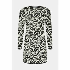 Warehouse Premium Knit Swirl Jacquard Mini Dress For Female -Warehouse Sales Store unnamed file 3950