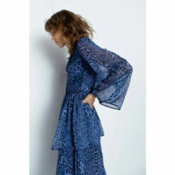 Warehouse Animal Layered Chiffon Belted Midi Dress For Female -Warehouse Sales Store unnamed file 3961