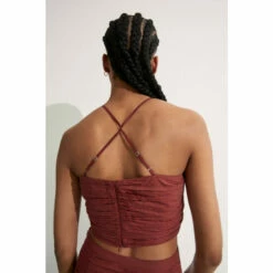 Warehouse Petite Voile Ruched Strappy Crop Top For Female -Warehouse Sales Store unnamed file 3970