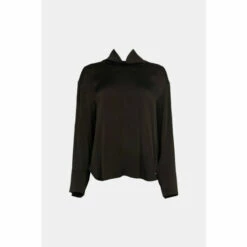 Warehouse Premium Satin Funnel Neck Top With Wide Cuff For Female -Warehouse Sales Store unnamed file 3988