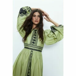Warehouse Floral Print Long Sleeve Smock Dress For Female -Warehouse Sales Store unnamed file 4002