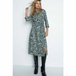 Warehouse Drawn Ditsy Roll Sleeve Shirt Dress For Female -Warehouse Sales Store unnamed file 4012