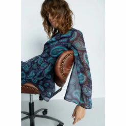 Warehouse Paisley Layered Chiffon Belted Midi Dress For Female -Warehouse Sales Store unnamed file 4014