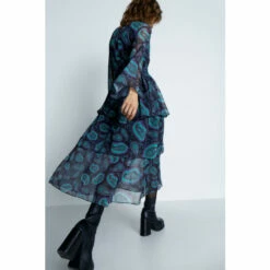 Warehouse Paisley Layered Chiffon Belted Midi Dress For Female -Warehouse Sales Store unnamed file 4015