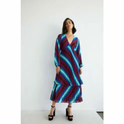 Warehouse Stripe Pleated Double Tiered Midi Dress For Female -Warehouse Sales Store unnamed file 4023