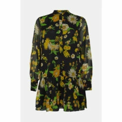 Warehouse Recycled Polyester Floral Mini Shirt Dress For Female -Warehouse Sales Store unnamed file 4039