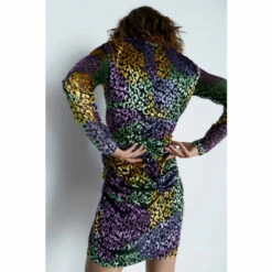 Warehouse Leopard Devore Ruched Mini Dress For Female -Warehouse Sales Store unnamed file 4058