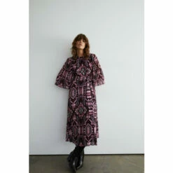 Warehouse Floral Pleated Belted Midi Dress For Female -Warehouse Sales Store unnamed file 4066