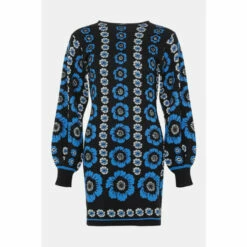 Warehouse Floral Jacquard Placement Knit Dress For Female -Warehouse Sales Store unnamed file 4070